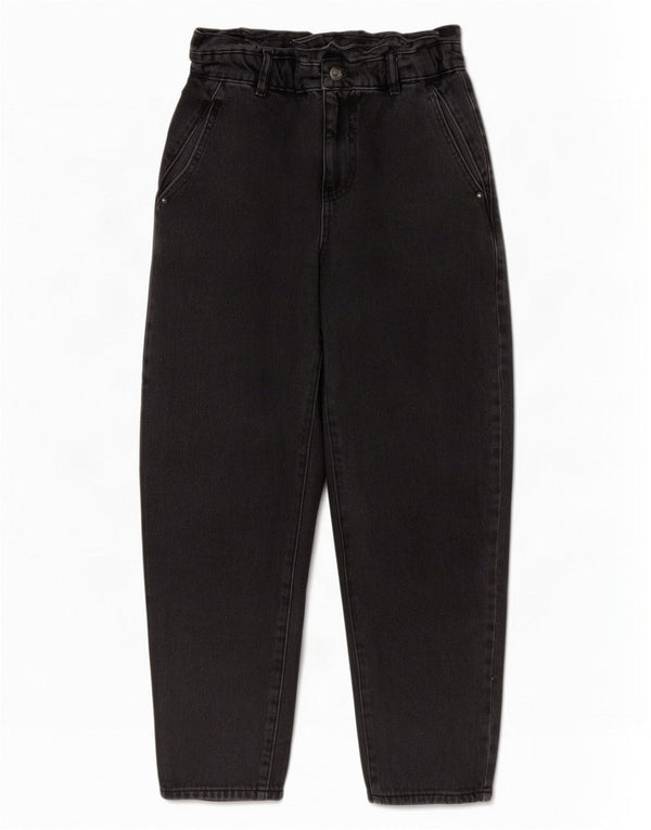 Zara Womens High Waist Tapered Jeans EU 34 2XS W24 L25 Black Cotton