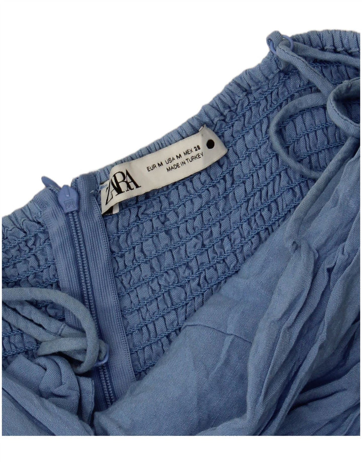 Zara Combishort Femme UK 12 Bleu Moyen Viscose
