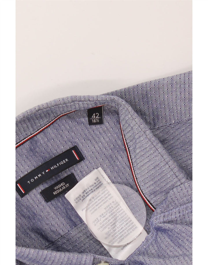 Tommy Hilfiger Chemise Homme Taille 42 16 1/2 Moyen Bleu Marine Géométrique