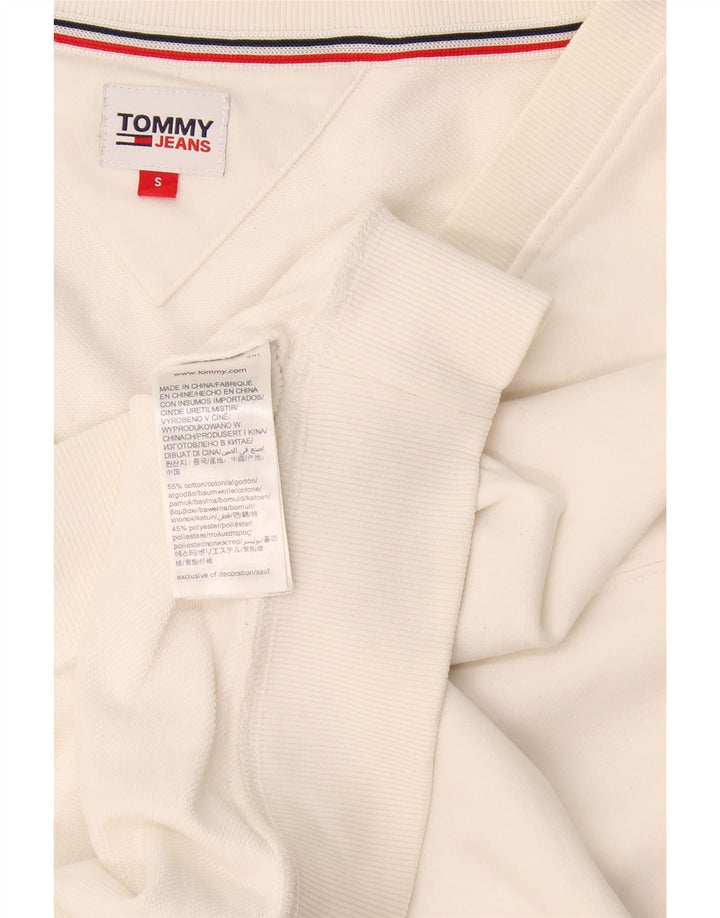 Tommy Hilfiger Sweat-shirt court surdimensionné pour femme UK 10 Petit Blanc