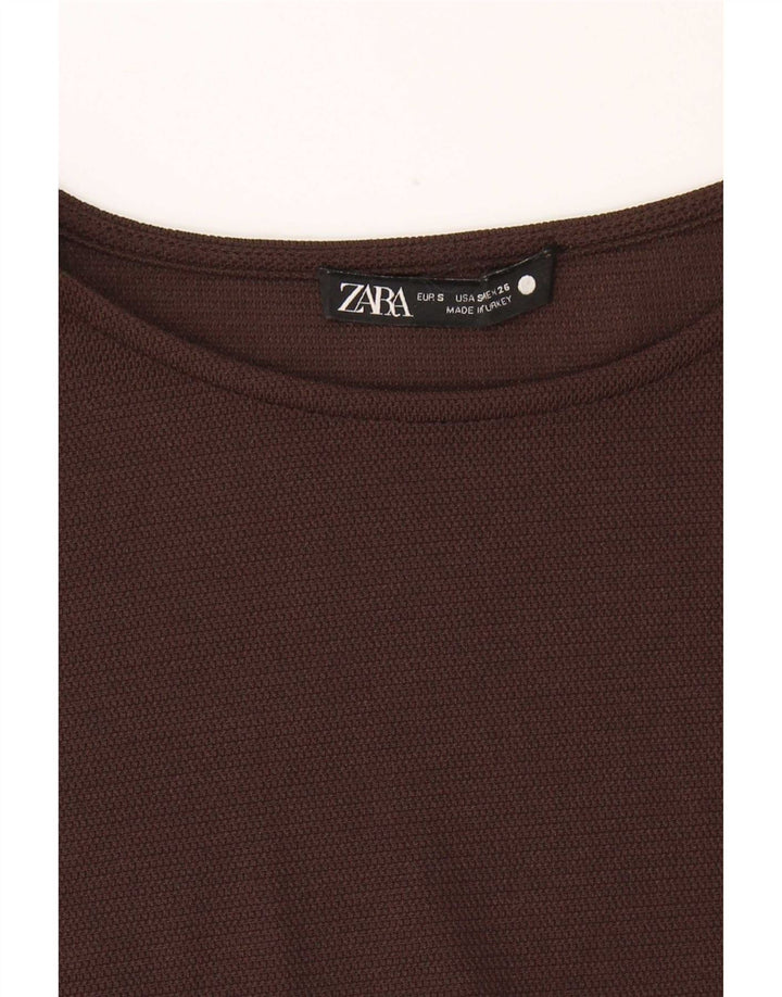 Zara Womens Sleeveless Basic Dress UK 10 Small Brown