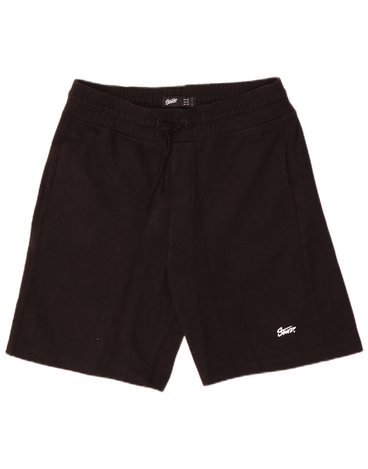 Pull & Bear Short de Sport Homme Noir Moyen Coton