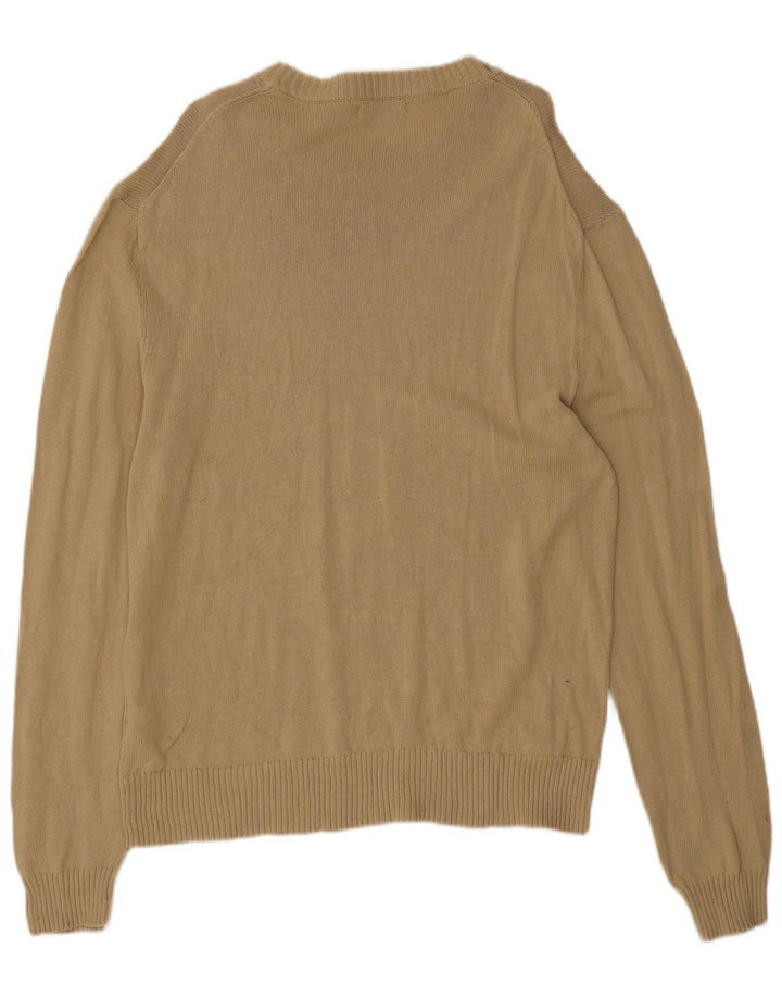 Zara Pull à col rond pour homme en coton beige Large