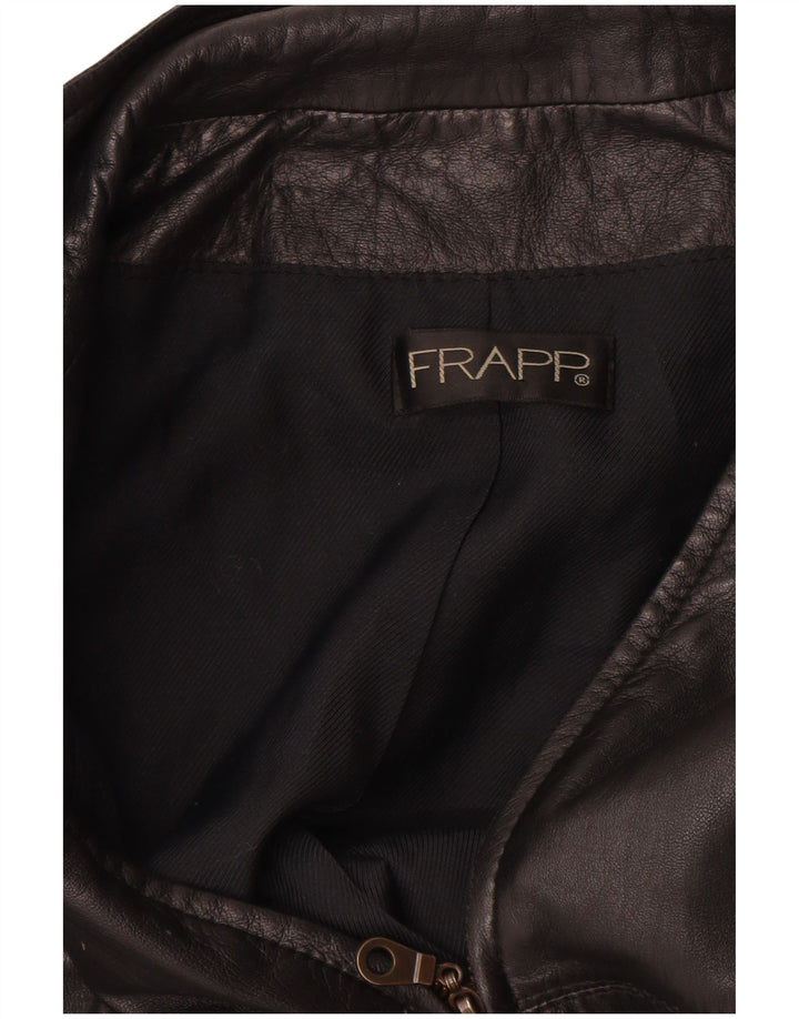 gilet en cuir homme vintage UK 36 Petit Noir