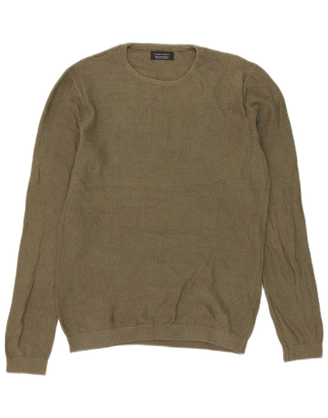 Zara Pull Col Ras Du Cou Homme Kaki Moyen