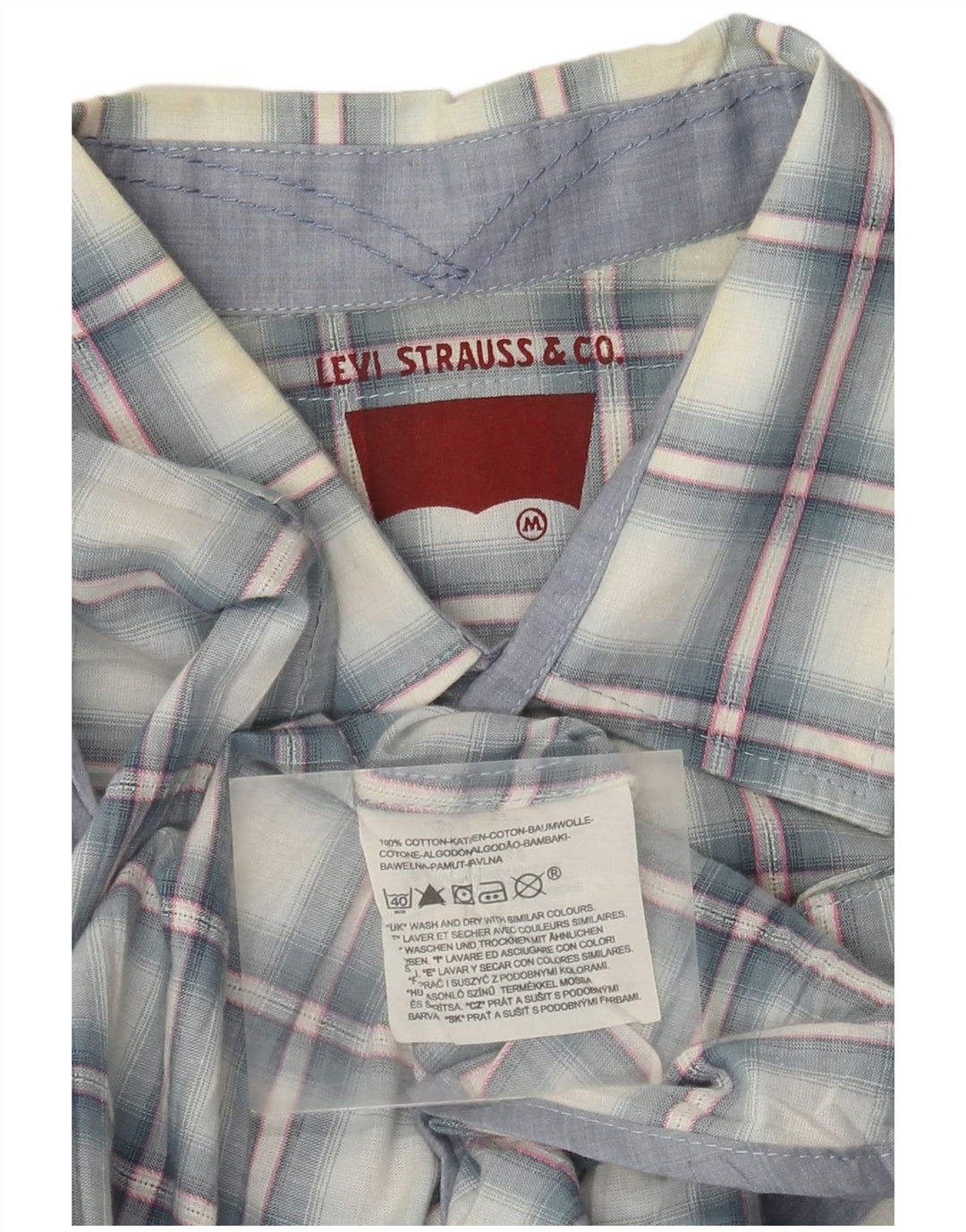 Levi's Chemise à Manches Courtes Homme Bleu Moyen Carreaux Coton