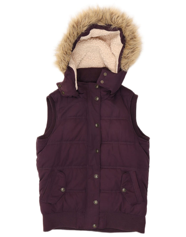 Fat Face Gilet rembourré à capuche surdimensionné pour femme UK 10 Petit Violet Polyester