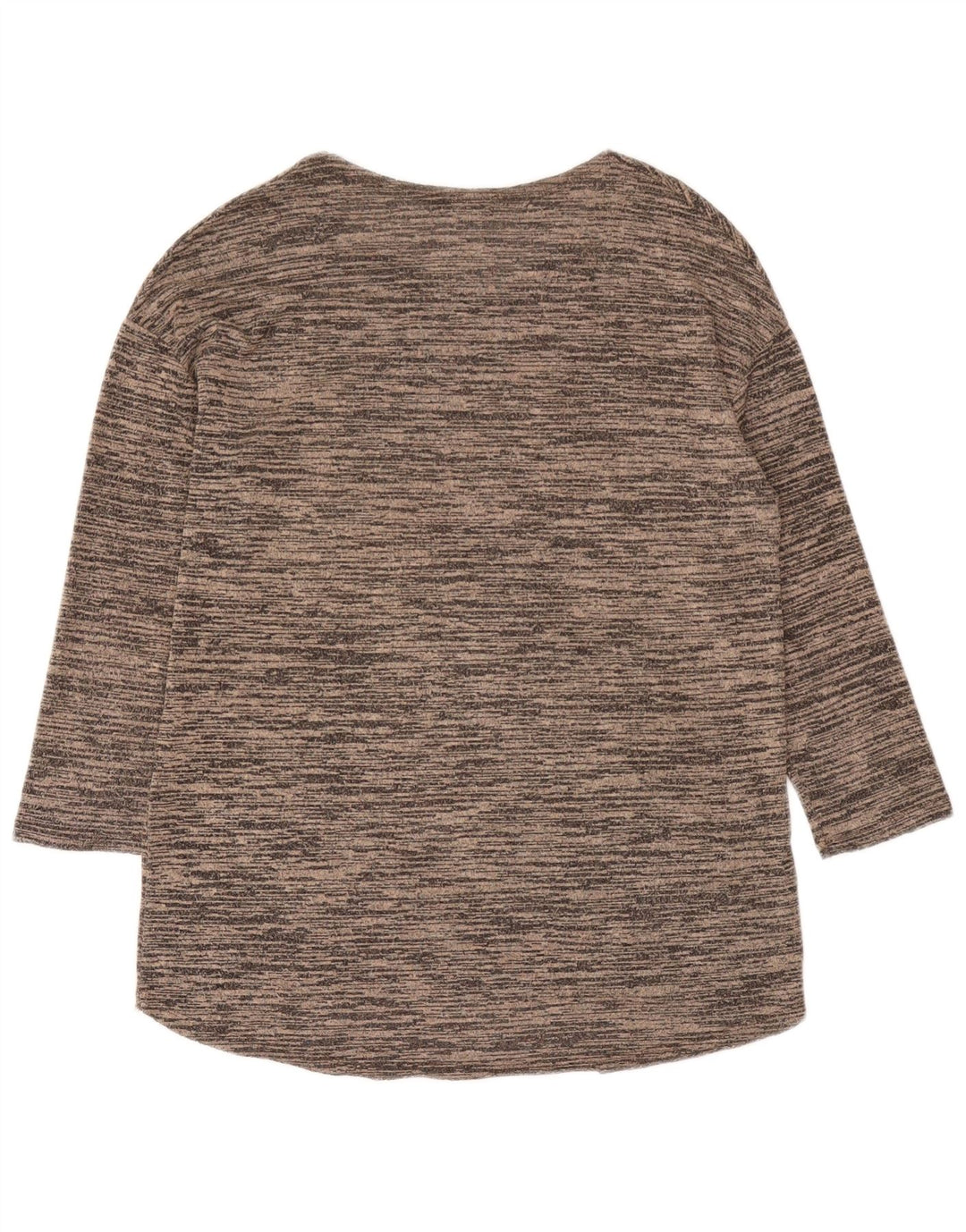 Zara Femme Top Manches 3/4 UK 12 Marron Moyen Moucheté