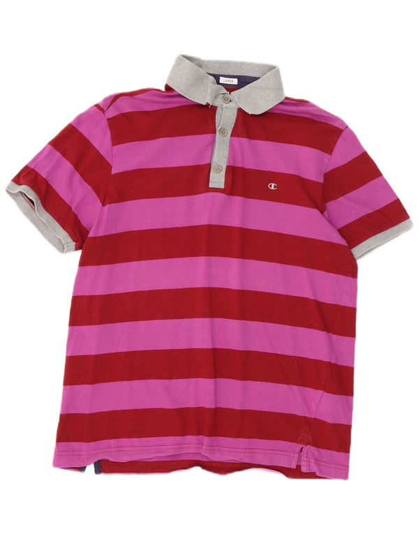 Champion Polo de rugby Heritage Fit pour homme en coton rayé rose grand