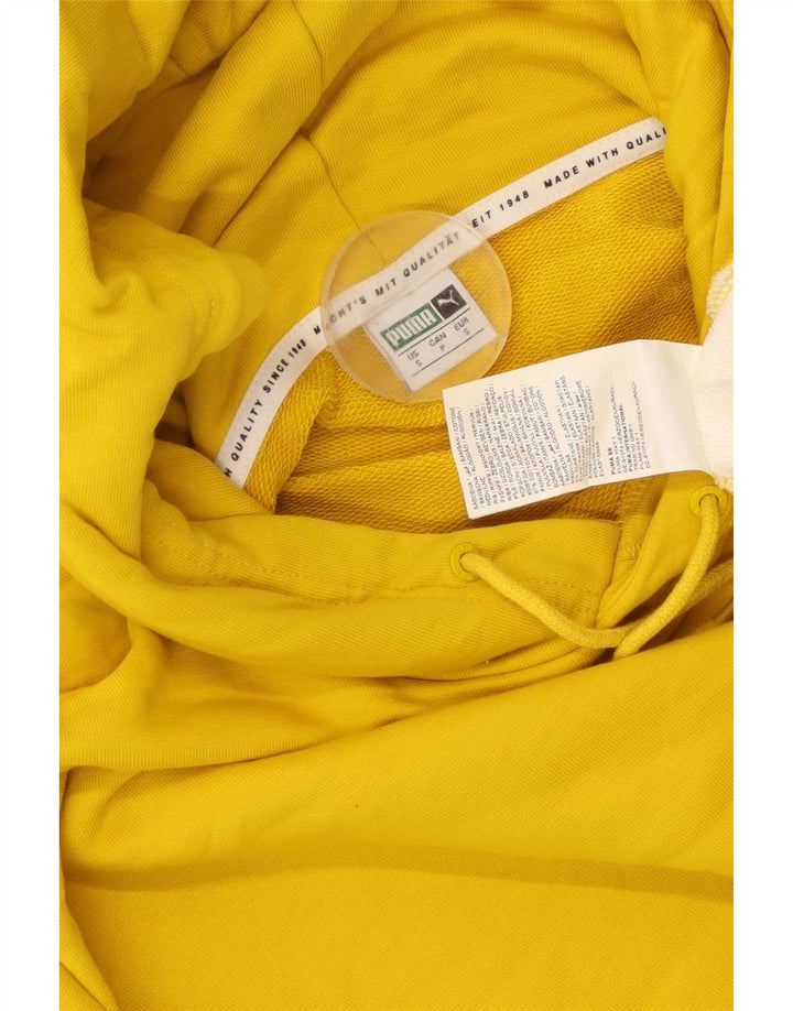 PUMA Sweat à capuche court surdimensionné pour femme UK 10 Small Jaune Colorblock