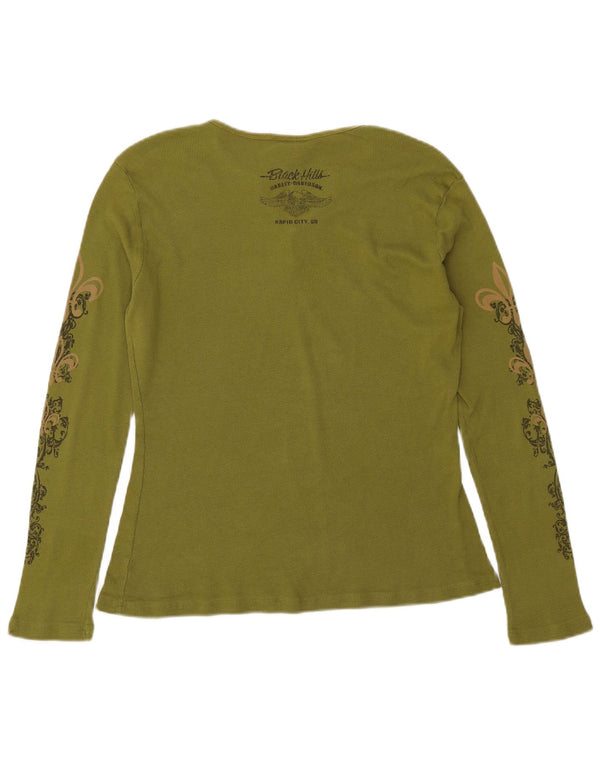 Harley Davidson Haut graphique à manches longues pour femme UK 18 XL Vert Paisley