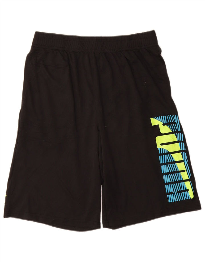 PUMA Short de sport graphique pour garçon 14-15 ans Grand Noir Polyester