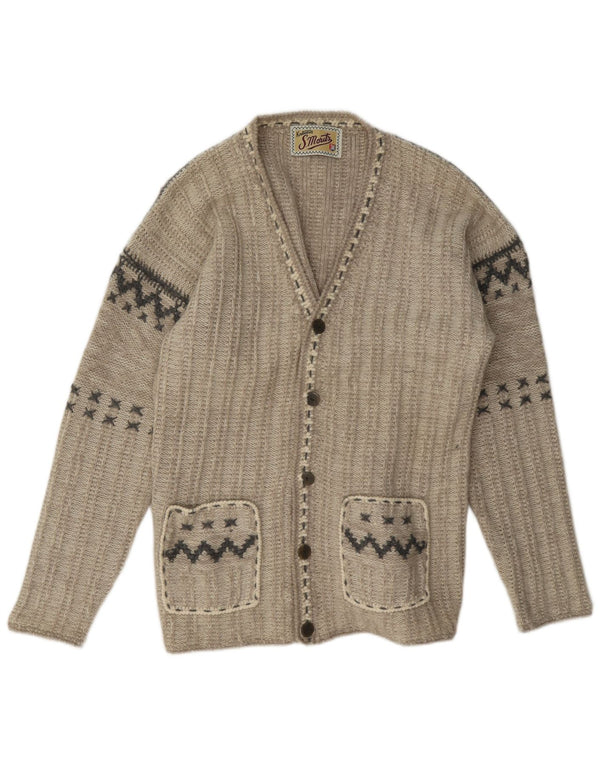 S.Moritz Cardigan coupe ample pour homme en laine géométrique beige