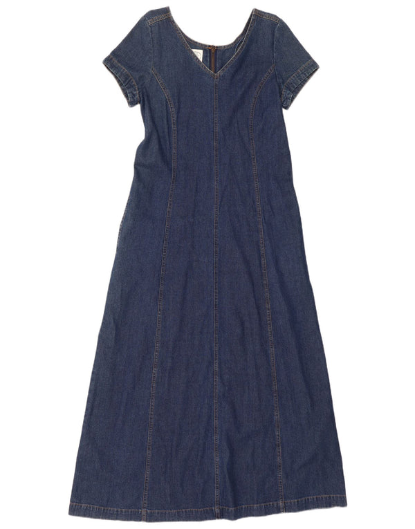 Laura Ashley Robe Maxi en Denim pour Femme UK 12 Coton Bleu Marine Moyen