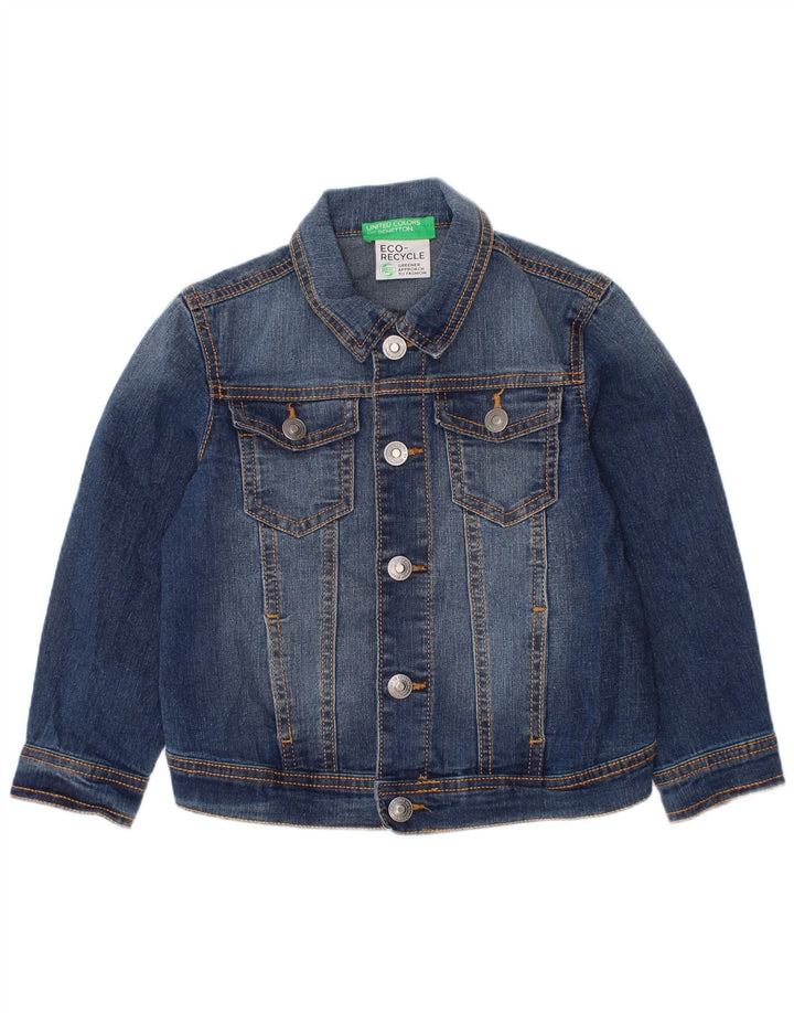 BENETTON Veste en Jean Garçon 3-4 Ans 2XS Bleu Coton