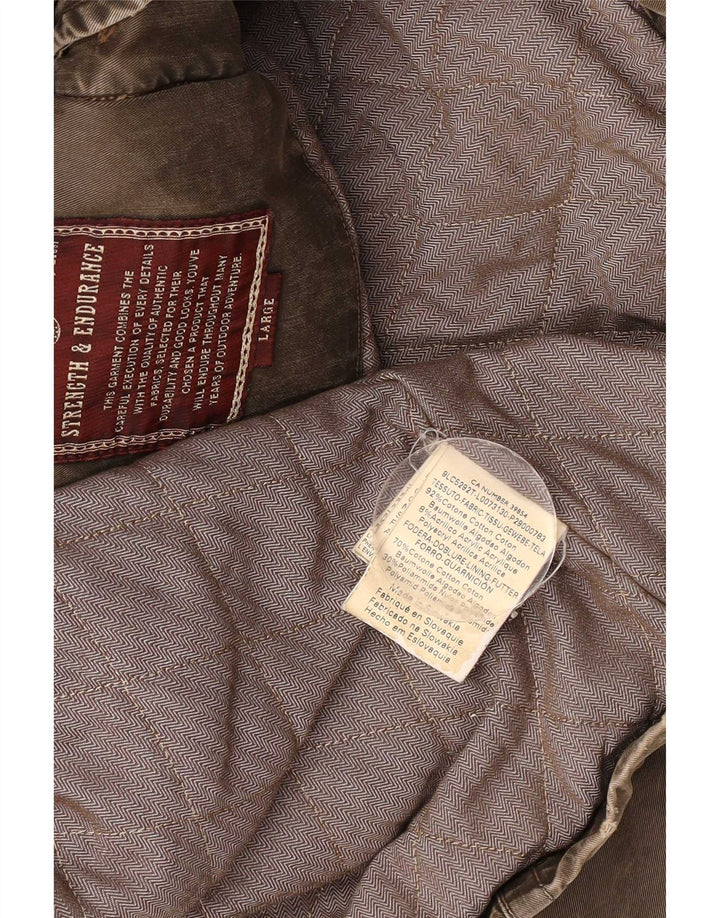 Marlboro Classics Veste utilitaire pour homme UK 40 Large Kaki Coton