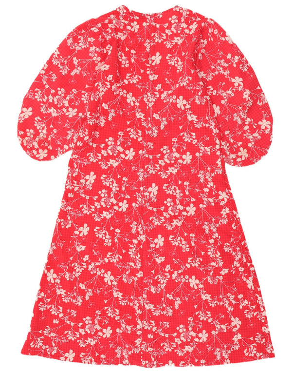 Marks & Spencer Robe longue à manches 3/4 pour femme UK 16 Large Rouge Floral