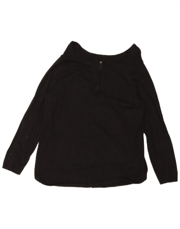 Marks & Spencer Pull à col zippé pour femme UK 16 Large Noir Viscose