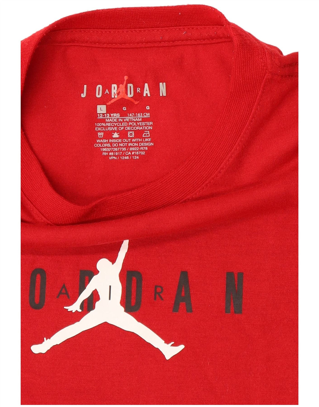 Jordan T-shirt graphique pour garçon 12-13 ans Grand Rouge Polyester