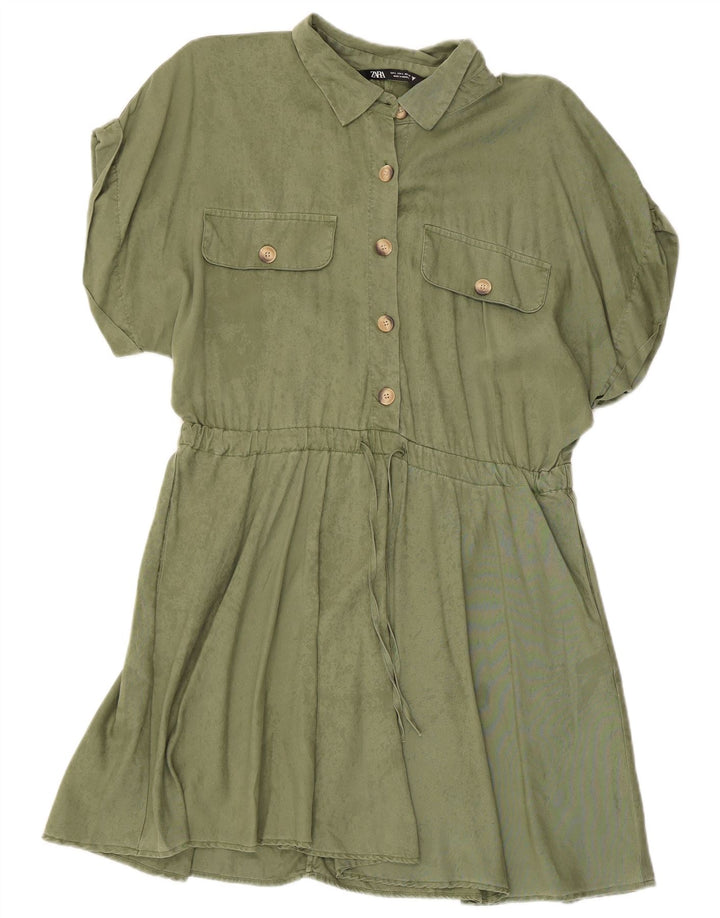 Zara Robe basique pour femme UK 14 Large Kaki