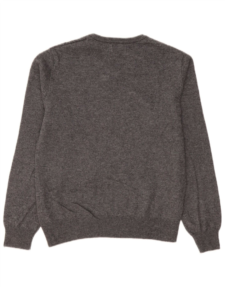 Kappa Pull col V pour homme en laine à chevrons gris petit