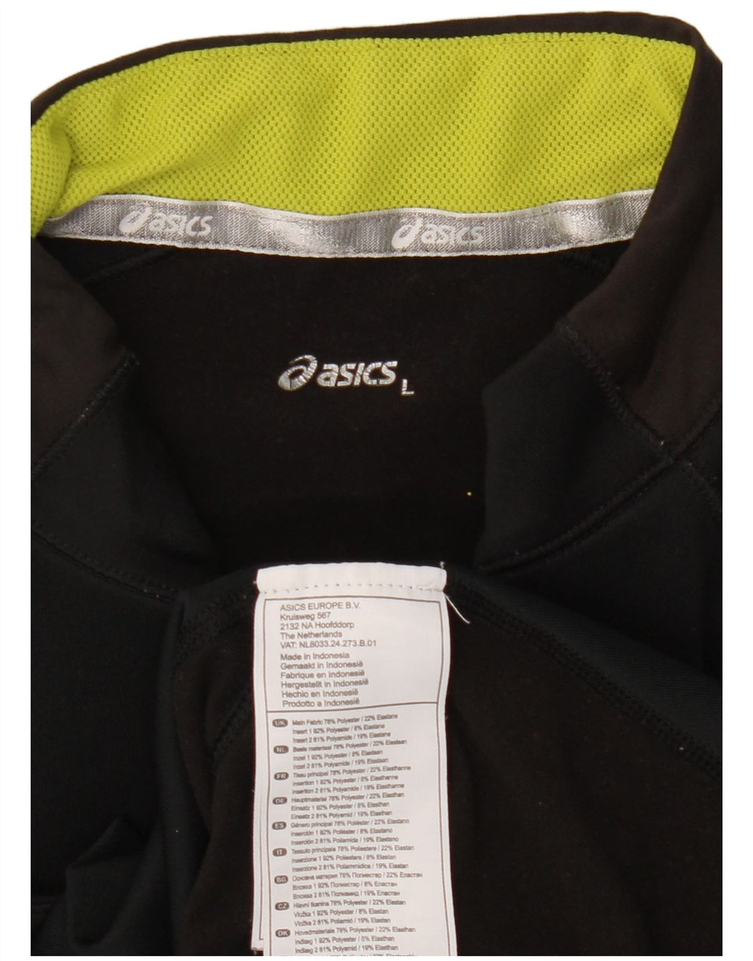 Asics Haut de survêtement à col zippé pour hommes, grand, noir, colour block