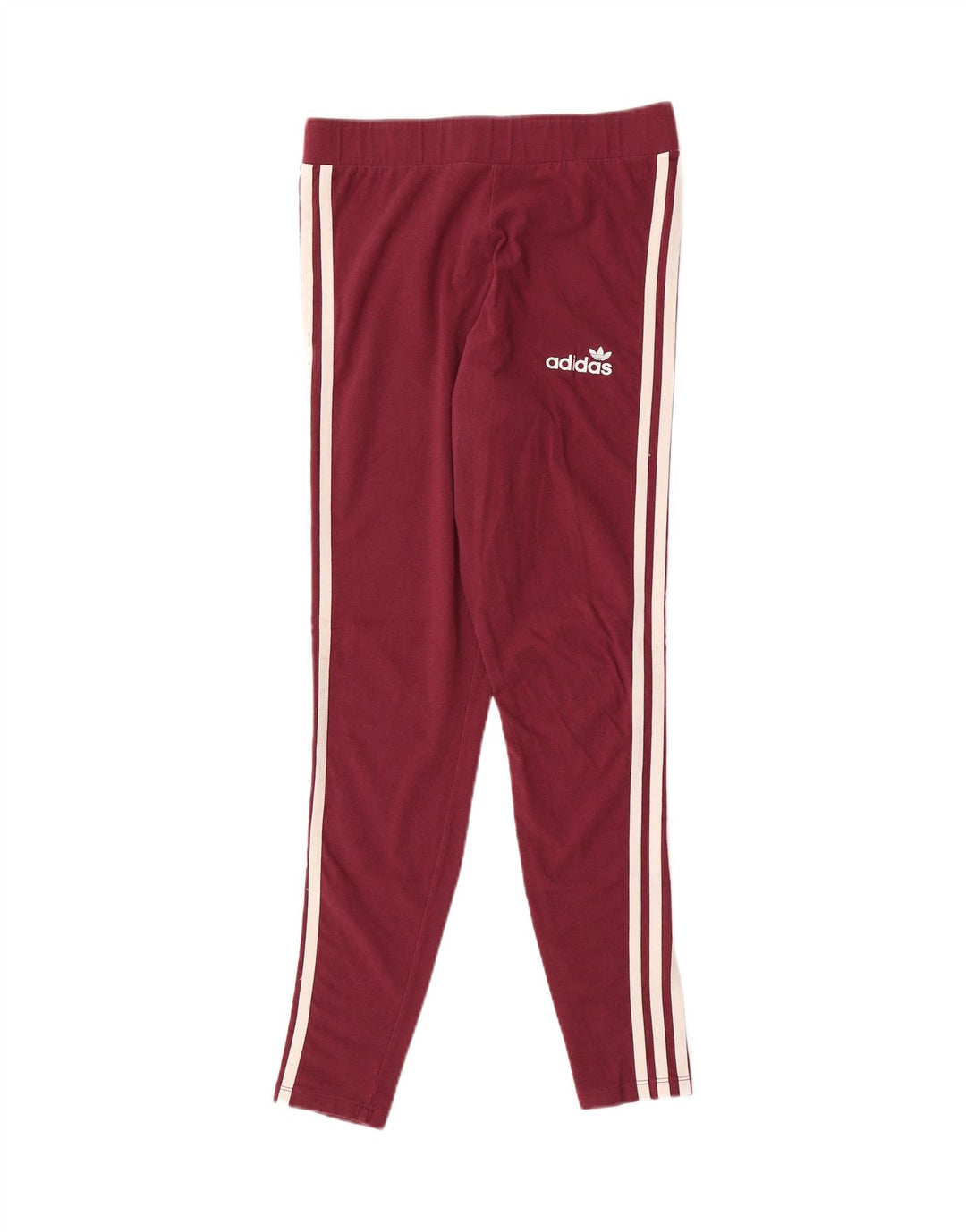 ADIDAS Womens Leggings UK 12 Medium  Maroon Cotton