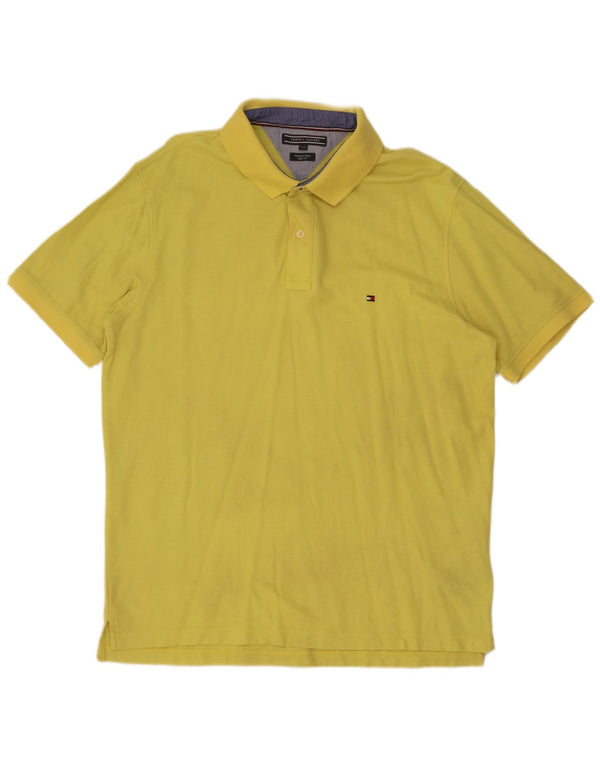 Tommy Hilfiger Polo coupe slim pour homme 2XL Jaune Coton