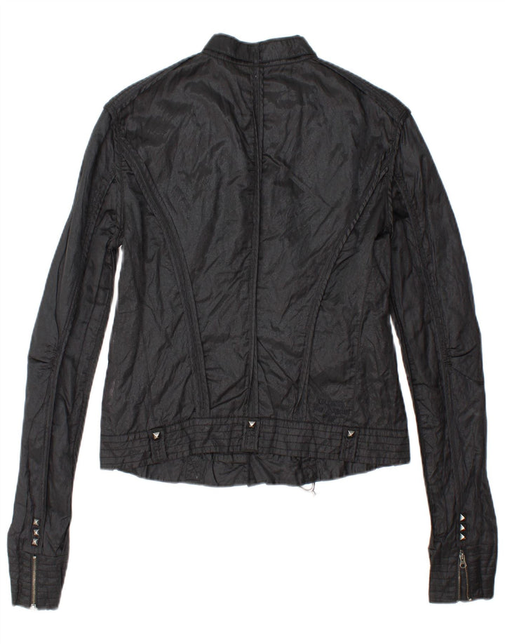 GUESS Veste utilitaire courte pour femme UK 14 Grand coton noir