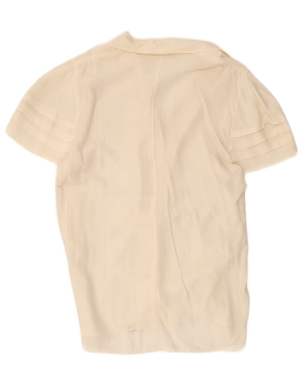 Pancaldi & B Chemisier à manches courtes pour femme UK 16 Large en soie blanc cassé