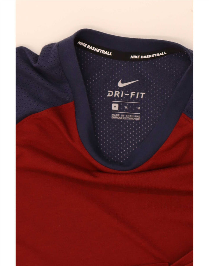Nike Homme Dri Fit T-Shirt Haut Colorblock Rouge Moyen