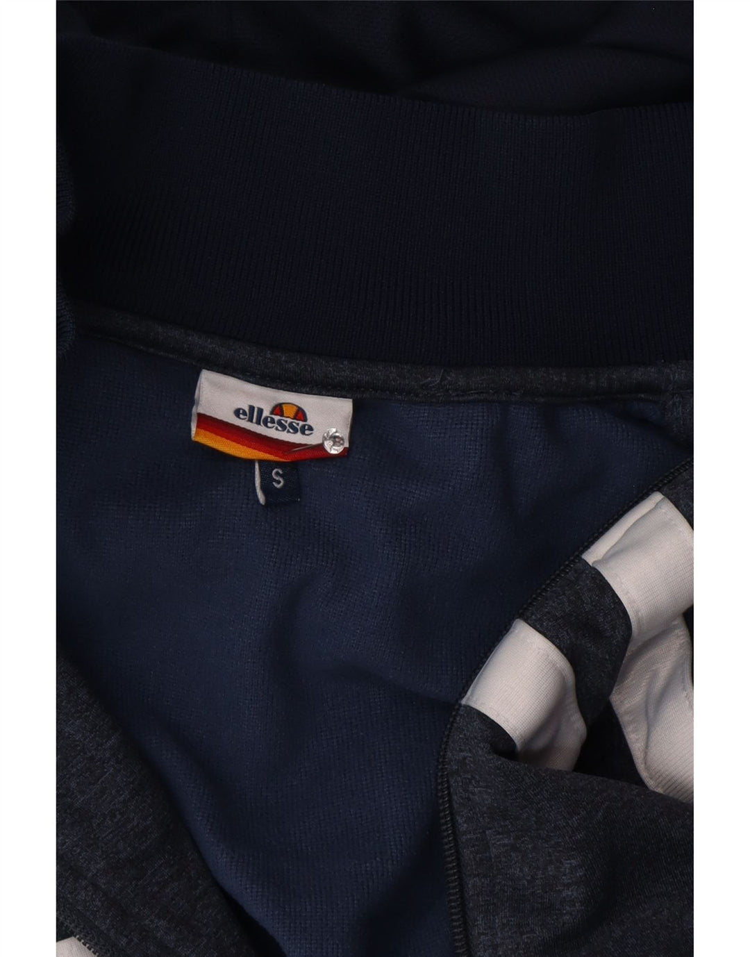 Ellesse Pull à capuche zippé pour homme Small Bleu marine Colourblock