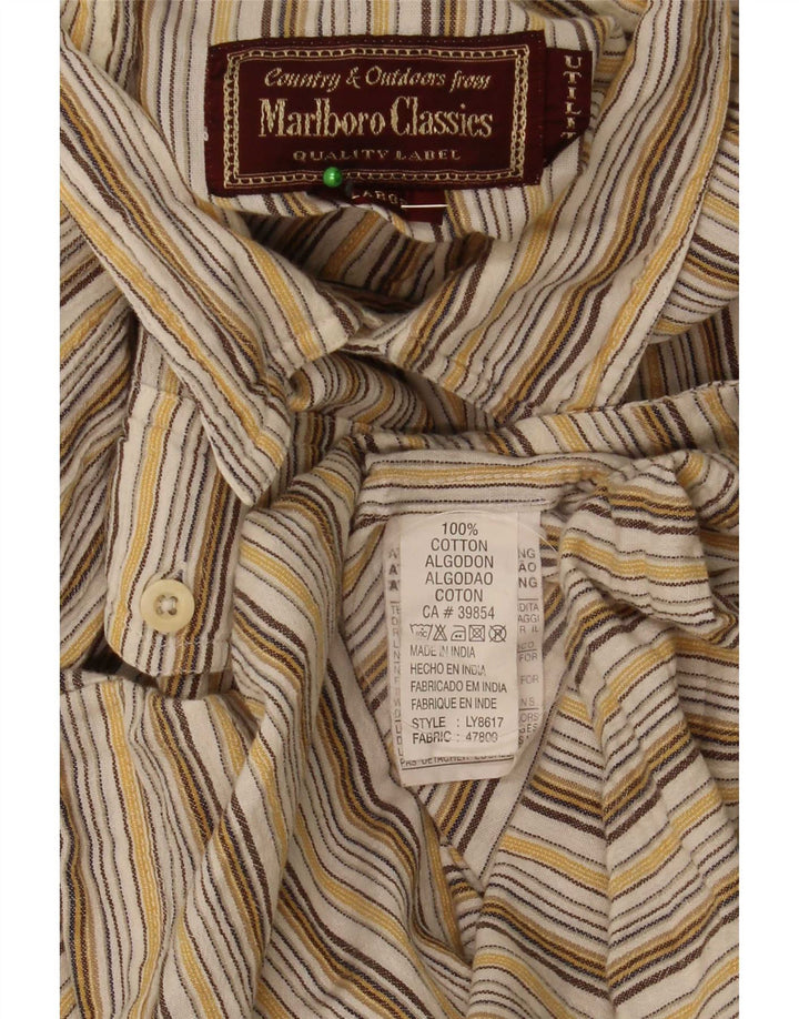 Marlboro Classics Chemise Homme Large Coton Rayé Marron