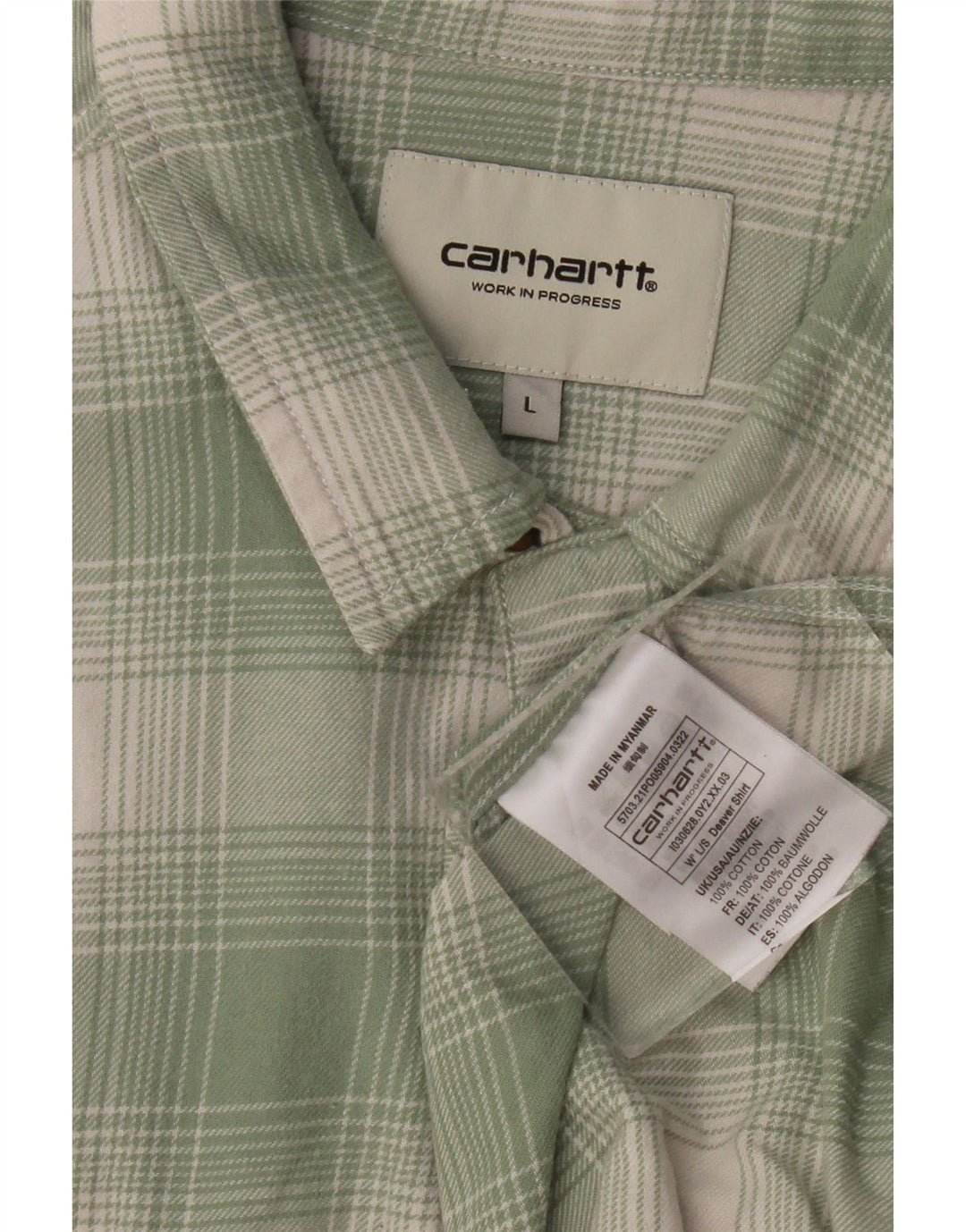 CARHARTT Chemise Homme Grand Carreau Vert Coton