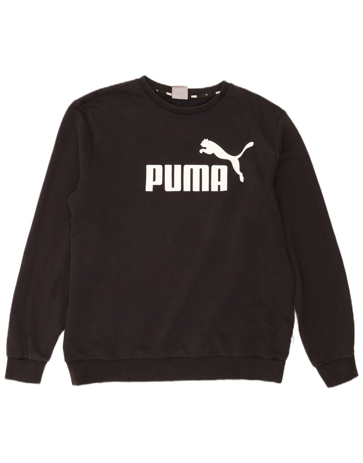 Puma Sweat-shirt graphique pour homme en coton noir Taille L