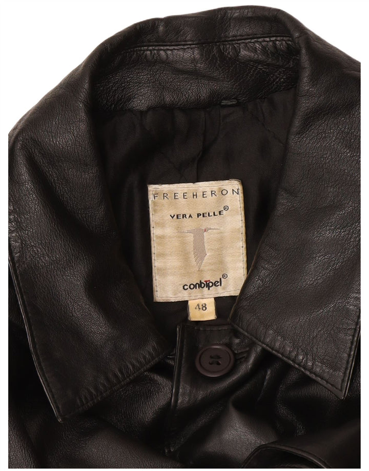Conbipel Manteau en Cuir Free Heron Homme IT 48 Cuir Noir Moyen