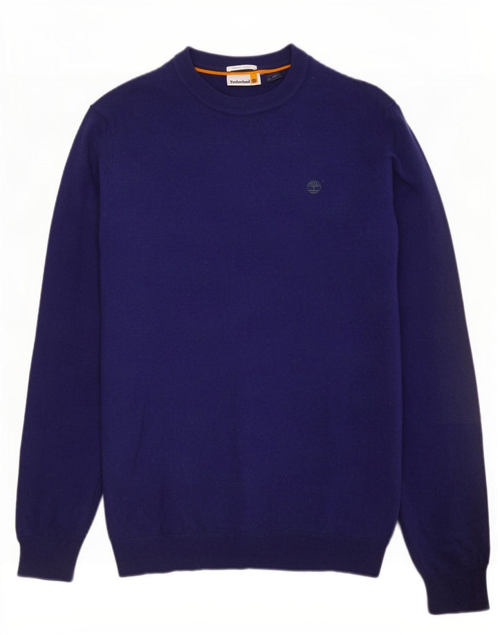 Timberland Pull à col rond pour homme en laine mérinos bleu marine moyen