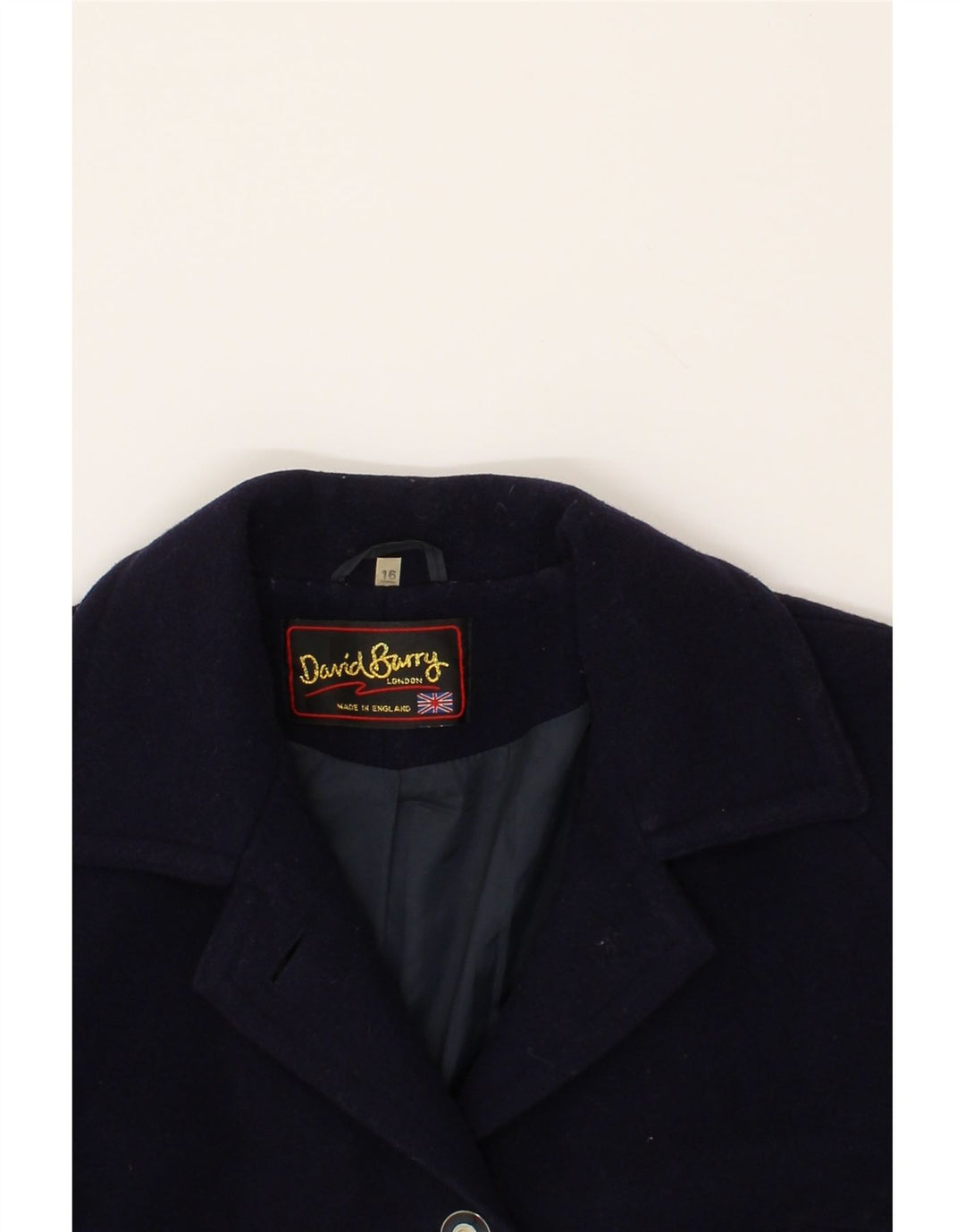 DAVID BARRY Womens Overcoat UK 16 Large  Navy Blue Vintage David Barry and Second-Hand David Barry from Messina Hembry 