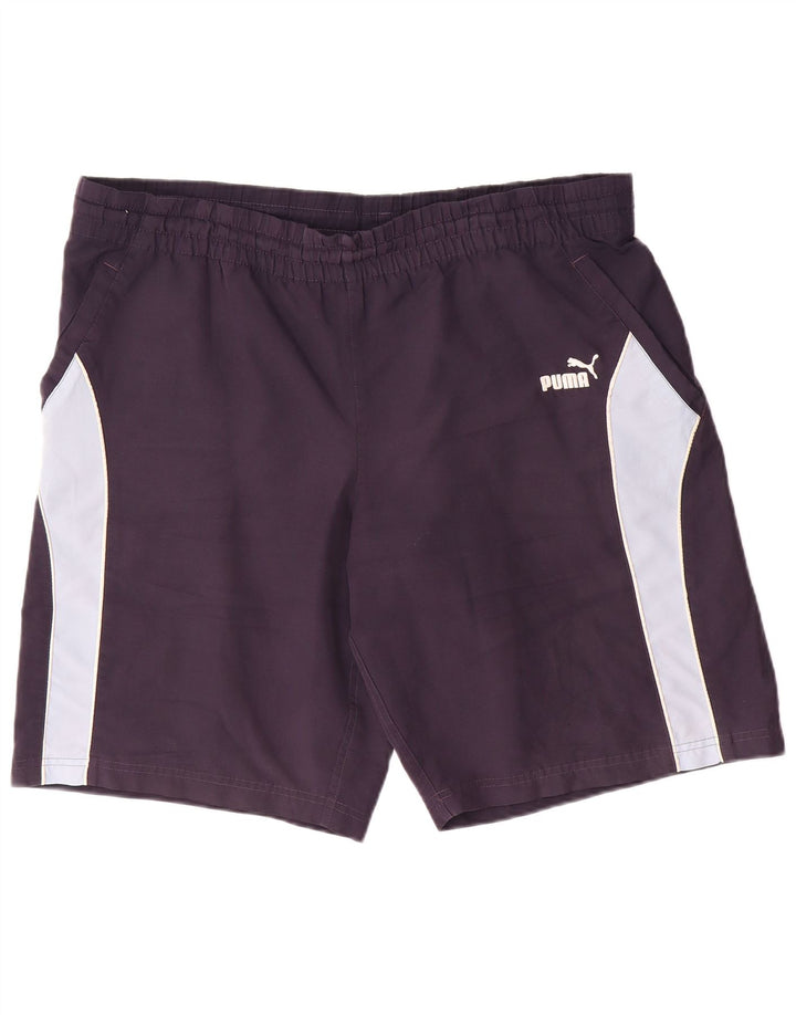 Puma Short de sport pour homme en polyester color block Taille L Bleu marine