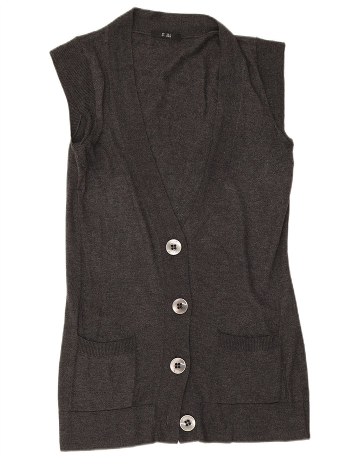 Marks & Spencer Pull cardigan sans manches pour femme UK 12 Gris moyen