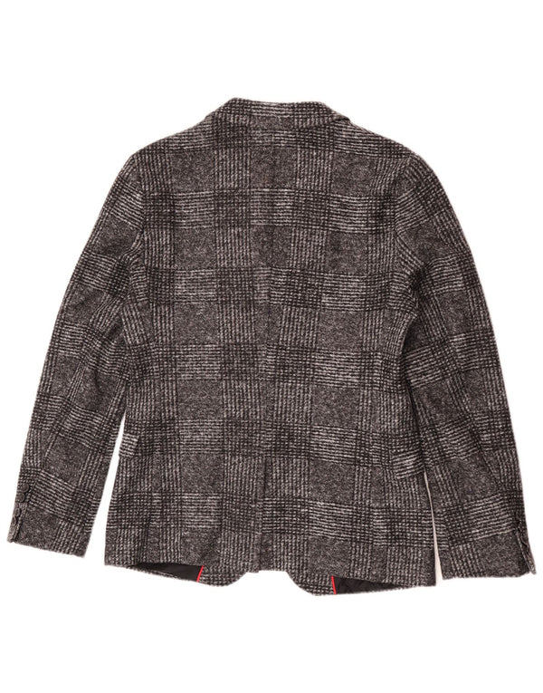 Hugo Boss Veste blazer à 2 boutons pour homme EU 46 Petit gris à carreaux polyacrylique