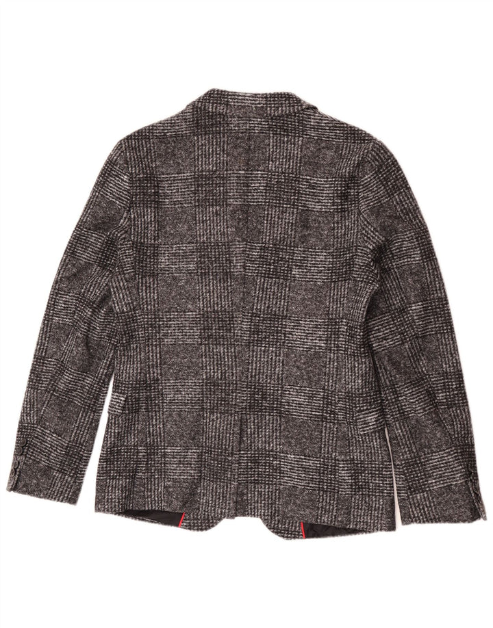 Hugo Boss Veste blazer à 2 boutons pour homme EU 46 Petit gris à carreaux polyacrylique