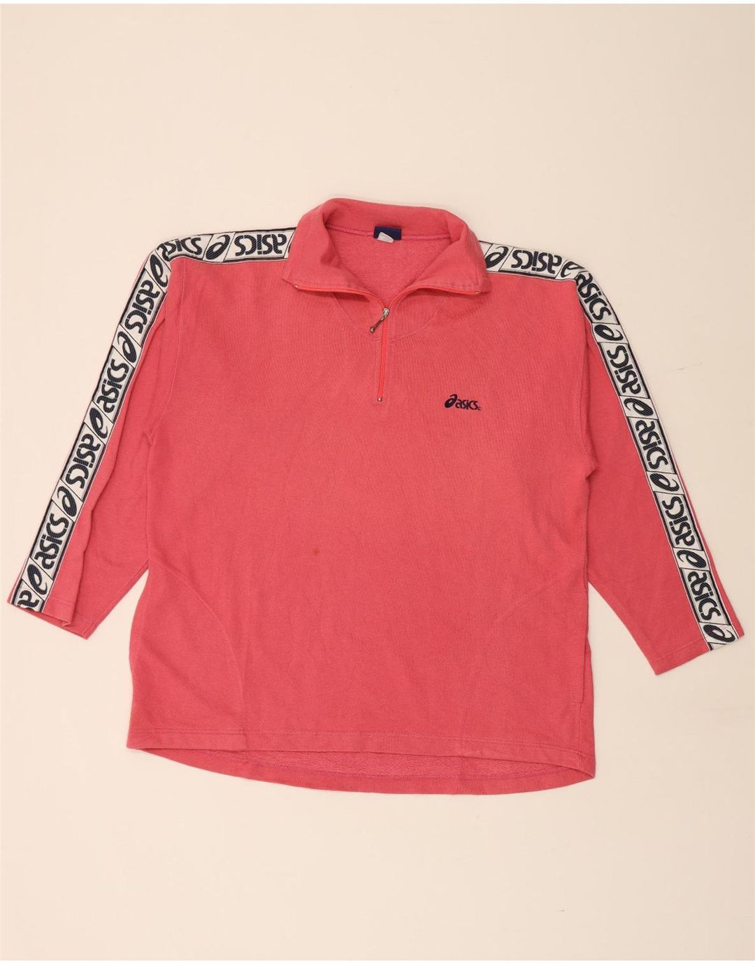 ASICS Sweat-shirt graphique à col zippé pour hommes, grand coton rose