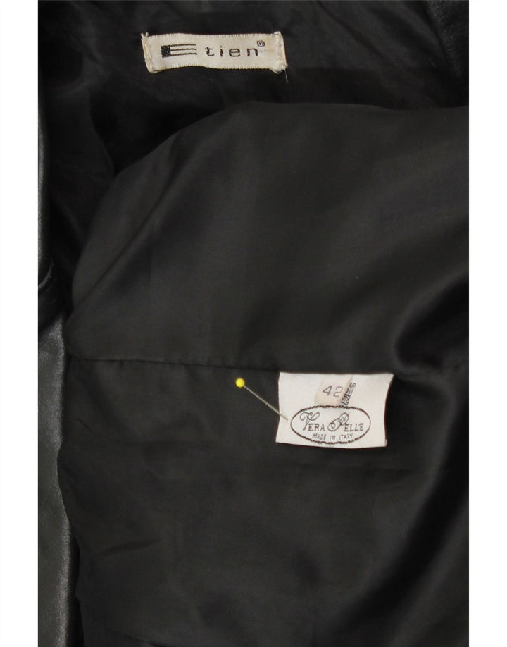 manteau en cuir femme vintage IT 42 Cuir noir moyen