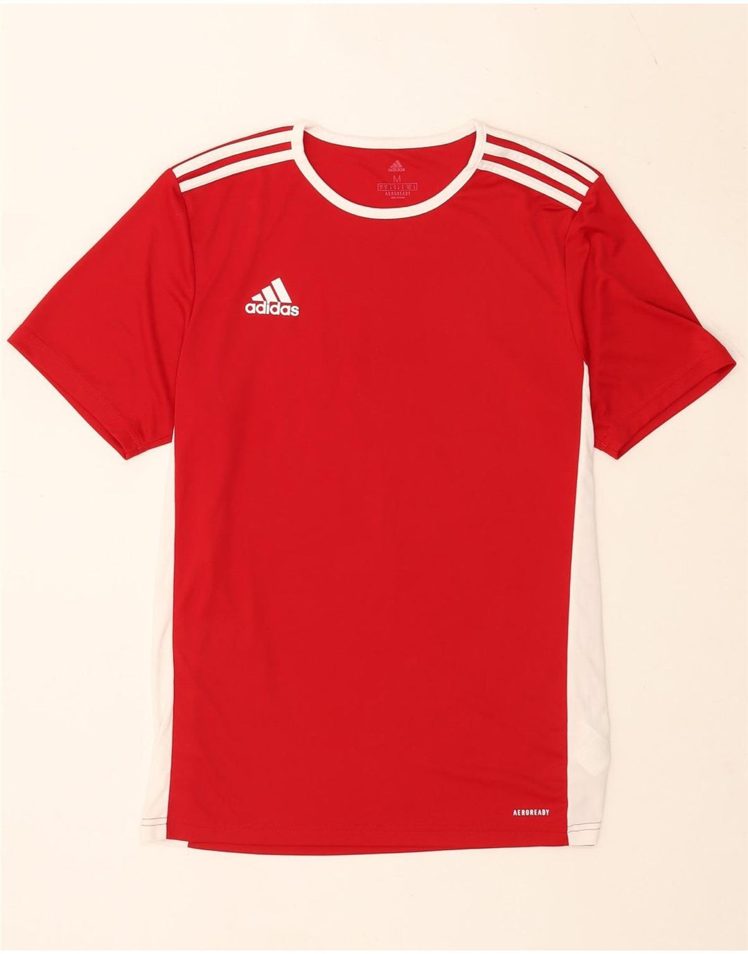 Adidas Homme Aeroready T-Shirt Top Rouge Moyen Polyester Colorblock