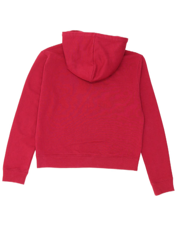 Calvin Klein Jeans Pull à capuche court graphique pour femme UK 10 Petit Bordeaux