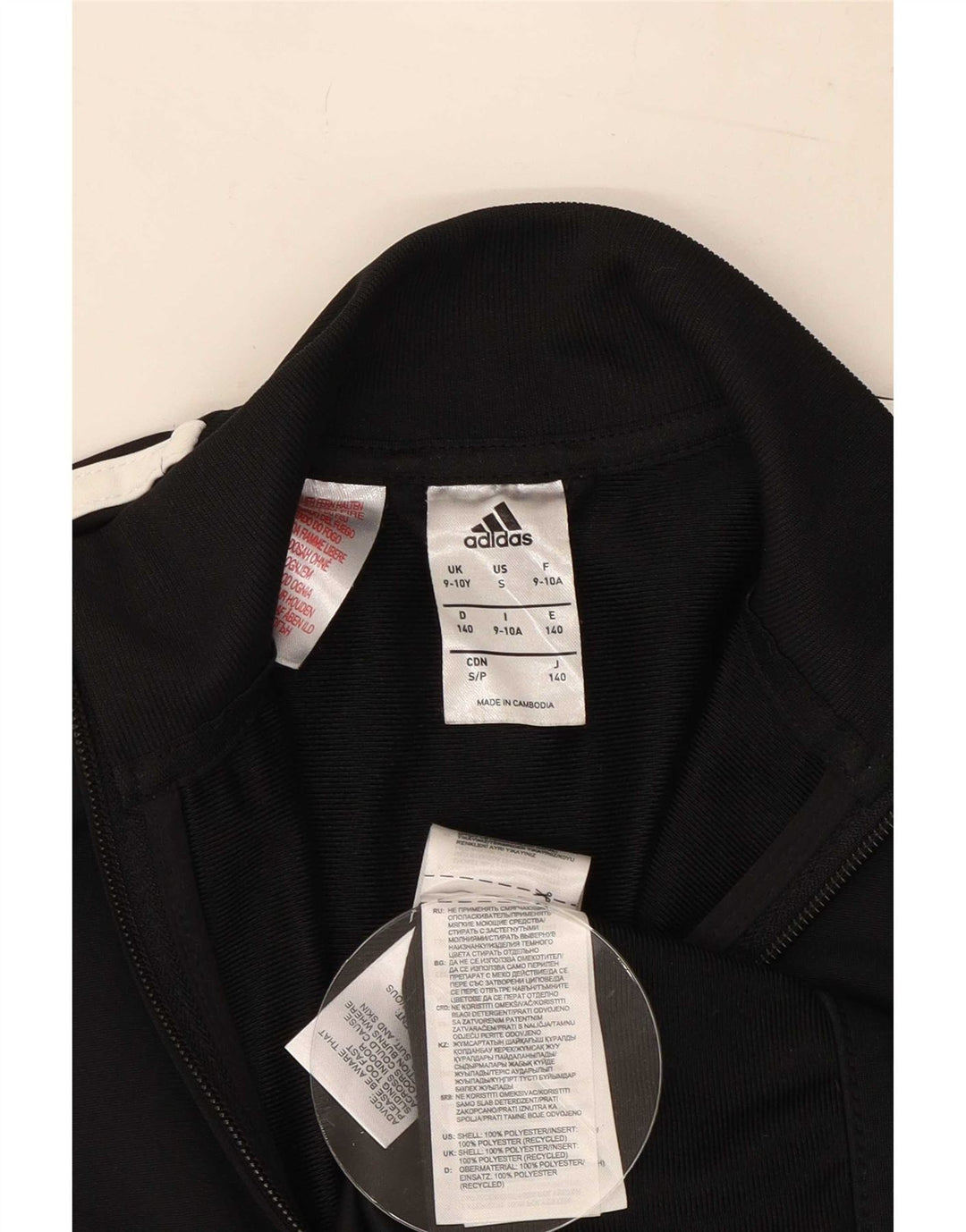 Adidas Veste de Survêtement Garçon 9-10 Ans Noir Rayé Polyester