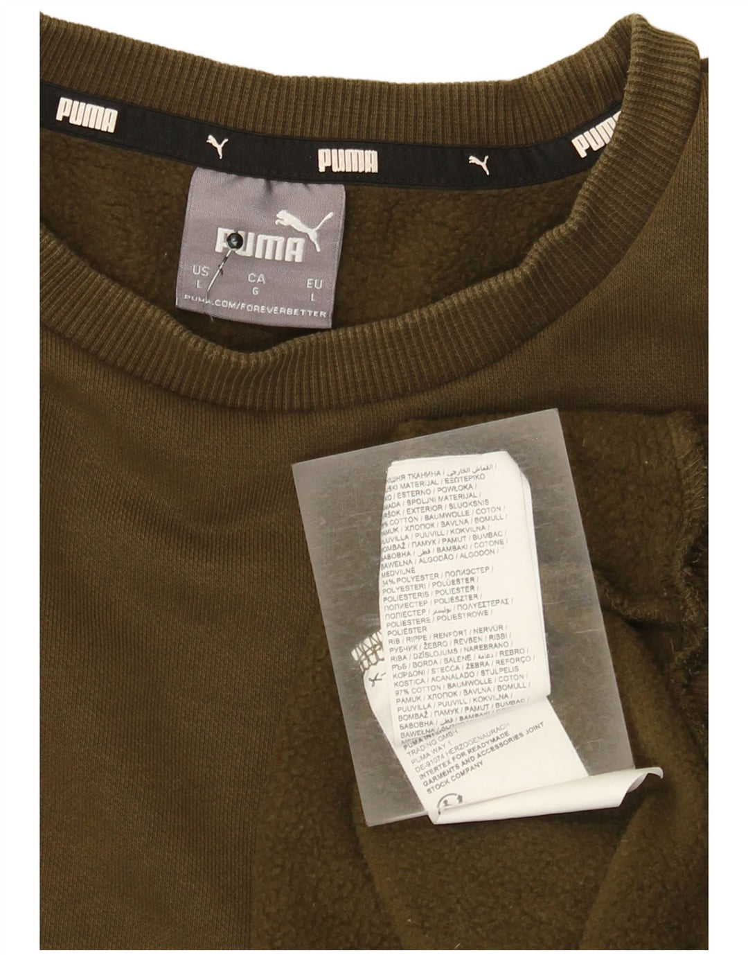 Puma Sweat-shirt pour homme en coton kaki Taille L