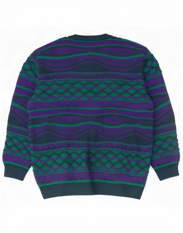 La Dame Womens Cardigan Sweater UK 16 Large Violet Géométrique Acrylique
