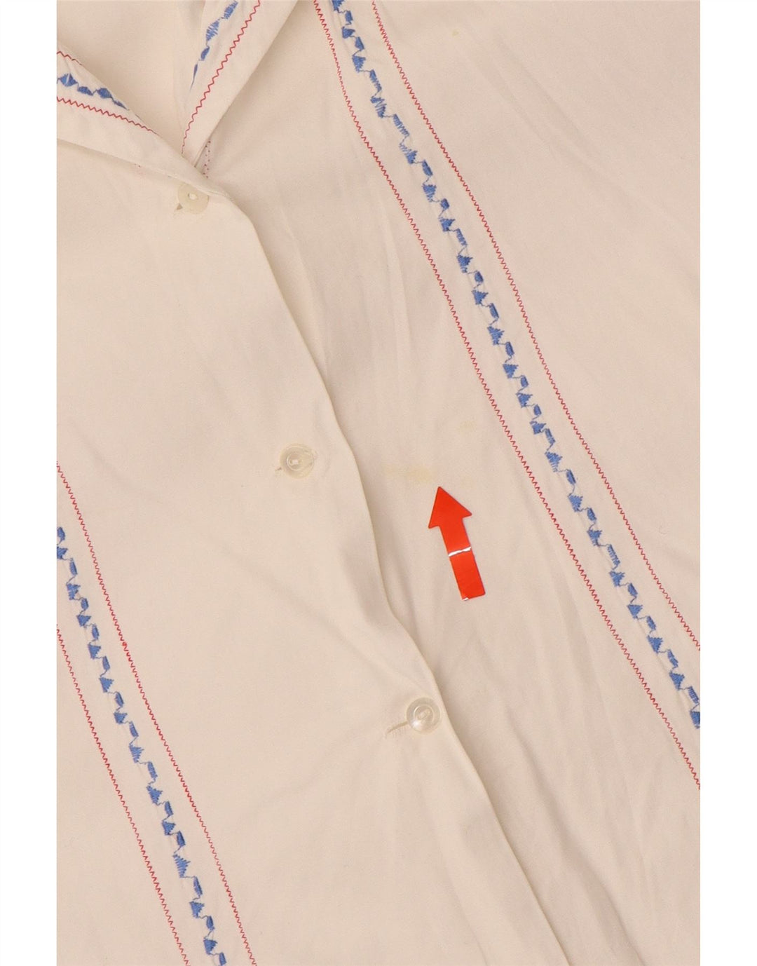 VINTAGE Chemisier Chemise Femme UK 16 Grand Rayé Blanc